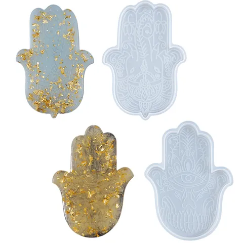 Stampo in Silicone Mano di Hamsa Per Colata in Resina DIY Mandala Stampo Sottobicchiere Palmo Mano Decorativo Per Casa