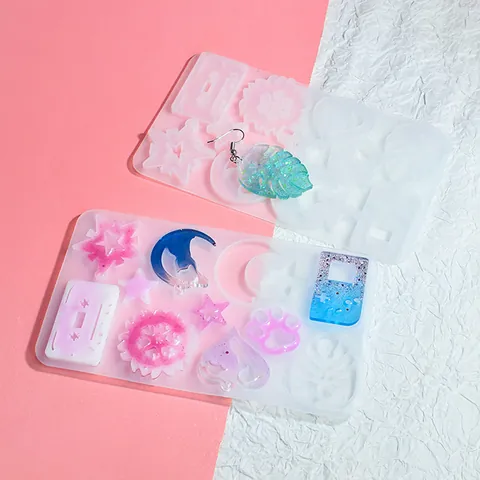 DIY Silicone Resin Mold Moon Heart Leaf Cat Claw Shape For Earring Necklace Keychain Pendant Making Handmade Craft Mold
