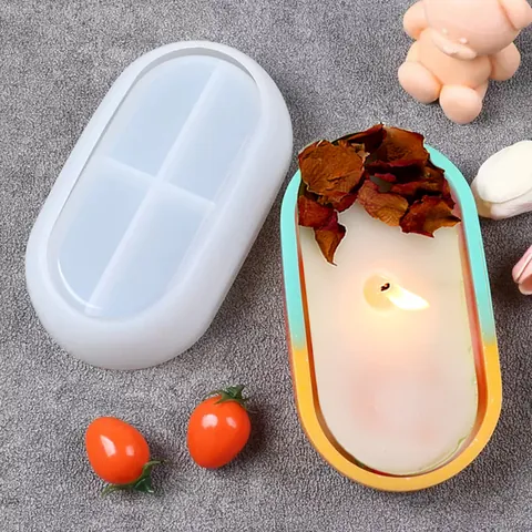 Stampo in Silicone a Forma di Barca Ovale per Fai da Te Tazza per Candela Profumata Fatta a Mano Strumenti di Colata in Resina