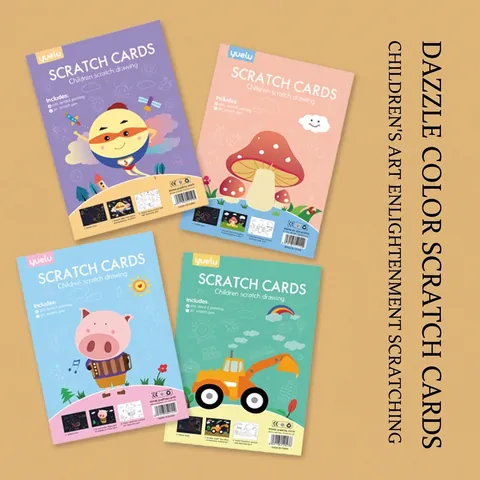 Juego de Pintura de Arte de Raspar de Colores para Niños Pintura Creativa de Dibujos Animados DIY con Herramientas Juguete Educativo Regalo