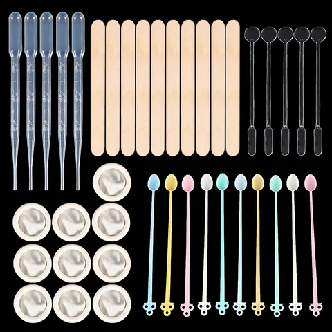 Juego de Herramientas para Resina Epoxi DIY Taza Medidora de Silicona Pipetas de Plástico Palitos de Madera Kit de Manualidades