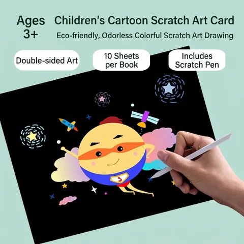 Juego de Pintura de Arte de Raspar de Colores para Niños Pintura Creativa de Dibujos Animados DIY con Herramientas Juguete Educativo Regalo
