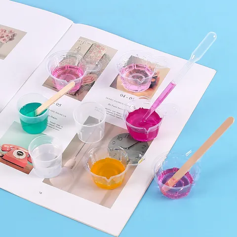 Juego de Herramientas para Resina Epoxi DIY Taza Medidora de Silicona Pipetas de Plástico Palitos de Madera Kit de Manualidades