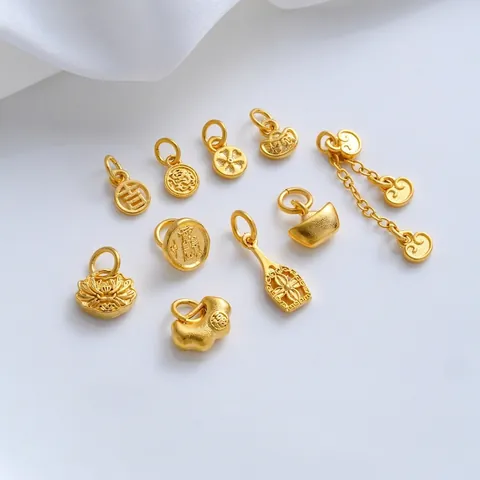 Messing 24K Verguld Chinese Gunstige Hangers Geluksslot Yuanbao Pendants Voor DIY Armband Ketting Sieraden Maken Accessoire