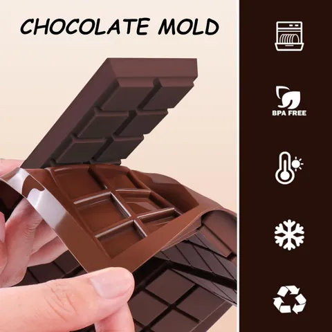 Moule à Chocolat en Silicone de Qualité Alimentaire Moule à Chocolat Dubaï Rectangle Motif Gaufre Barre de Chocolat Outil de Cuisson Moule à Gâteau DIY