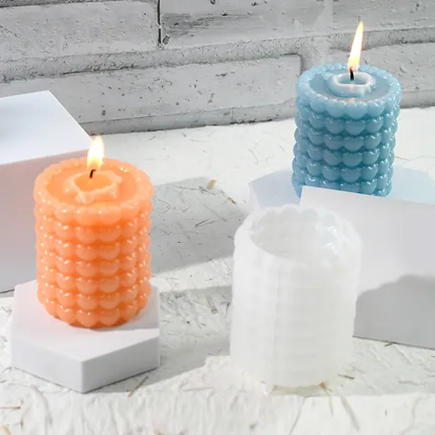 Stampo per Candele in Silicone Cilindrico con Texture a Cuore per Fai da Te Fatto a Mano Rilievo Decorazione Casa 60-1388