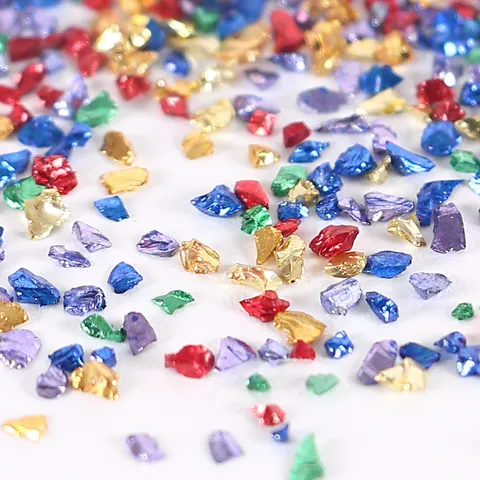 Metallic Gold Silver Rose Gold Foil Flakes Irregular Crushed Glass Gravel DIY Crystal Epoxy Resin Filling Materials For Painting Jewelry Art Decoration