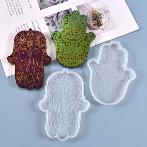 Stampo in Silicone Mano di Hamsa Per Colata in Resina DIY Mandala Stampo Sottobicchiere Palmo Mano Decorativo Per Casa