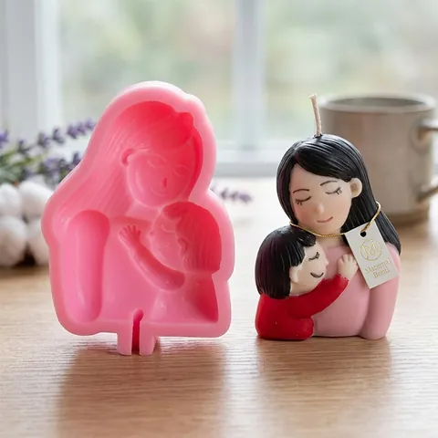 Molde de Silicona de Abrazo de Padres e Hijos Día de la Madre Para Vela Jabón Yeso Bricolage Decoración Horneado Pastel Regalo