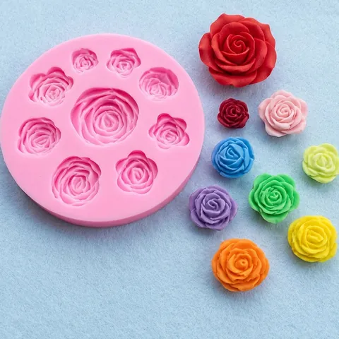 Stampo in Silicone a Forma di Rosa Rotonda per Fondente Strumenti da Forno Fai da Te Cioccolato Torta Decorazione Resina Epossidica Rosa