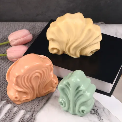 3D Schelp Vorm Siliconen Vorm Voor DIY Handgemaakte Kaars Zeep Hars Handwerk Artistieke Golf Textuur Woondecoratie Cadeau