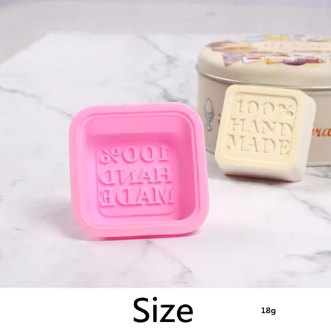 Pink Square Silicone Soap Mold For Handmade Soap Making DIY Baking Fondant Mold With Letter Pattern Crafting Tool