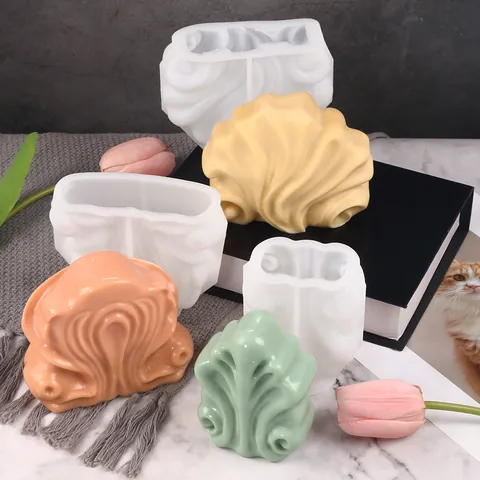 3D Schelp Vorm Siliconen Vorm Voor DIY Handgemaakte Kaars Zeep Hars Handwerk Artistieke Golf Textuur Woondecoratie Cadeau