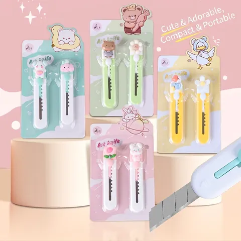 Cartoon Süßes Mini Cuttermesser Tragbarer Paketöffner Ausziehbarer Papierschneider Kunstmesser Für Handkonto Büro Schule Handwerkzeug