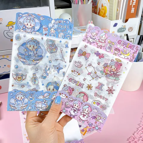 Niedliche Cartoon Sternzeichen Aufkleber Für Journaling DIY Dekorative Washi Papier Aufkleber Für Studenten Schreibwaren Schulbedarf