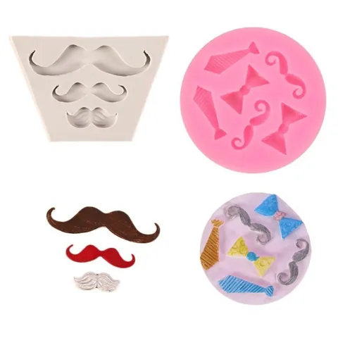 Silicone Cake Mold Mustache Tie Bow Tie Shape Fondant Chocolate Mold For Father's Day Graduation Cake Decoration Baking Tools