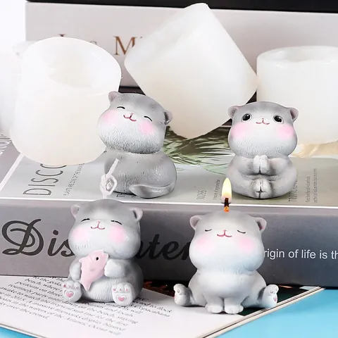 Cat Shaped Silicone Mold For DIY Aromatherapy Candle Plaster Resin Casting Cute Animal Desktop Ornament Handicraft Making Tool