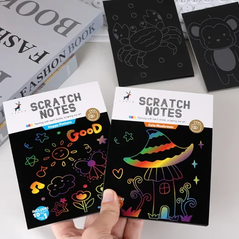 Rainbow Scratch Art Note Paper DIY Drawing Stationery For Kids Students Scratch Note Pad Creative Art Painting Supplies With Stylus