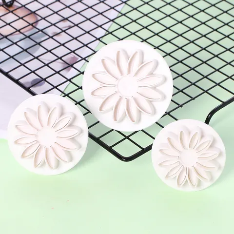 Sunflower Gerbera Daisy Fondant Plunger Cutter Plastic Flower Cookie Biscuit Mold Cake Decorating Tools Baking Accessories