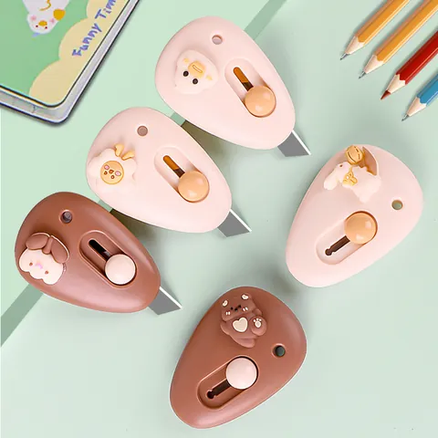 Mini Cartoon Hobbymes Draagbare Pakketopener Roestvrij Staal Inschuifbaar Briefopener Schattig Dierontwerp Voor Kantoor School Thuis Uitpakgereedschap