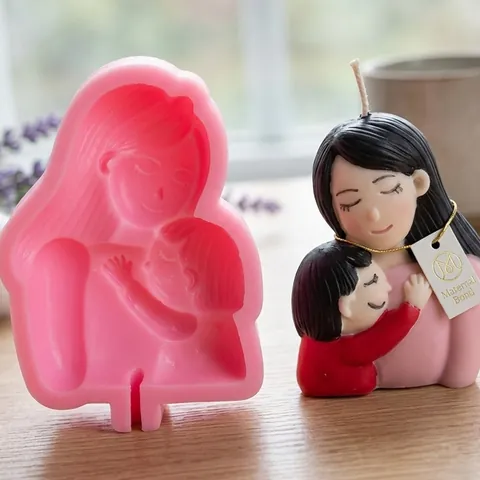 Molde de Silicona de Abrazo de Padres e Hijos Día de la Madre Para Vela Jabón Yeso Bricolage Decoración Horneado Pastel Regalo