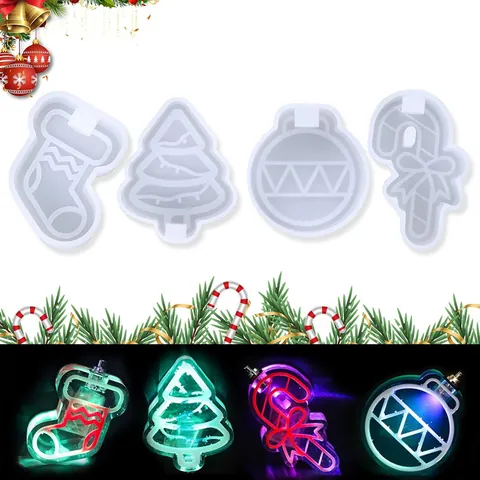 DIY Weihnachtsserie Silikonformen Weihnachtsbaum Socke Zuckerstange Anhänger Dekorationen Harzguss Aroma Stein Herstellung Form