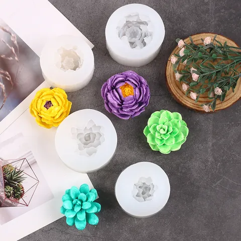 Stereoscopic Succulent Silicone Mold For Aromatherapy Candle Stone Casting DIY Handcrafted Soap Chocolate Fondant Cake Decorating Desktop Ornament