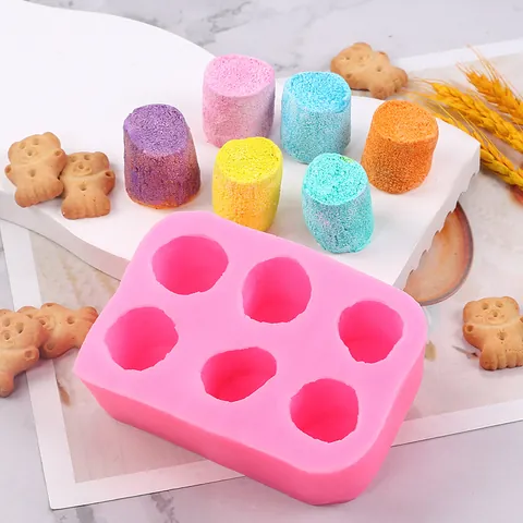 DIY Marshmallow Shaped Silicone Mold For Squishy Toy Making Handmade Craft Flexible Pink Cylinder Mold For Clay Chocolate