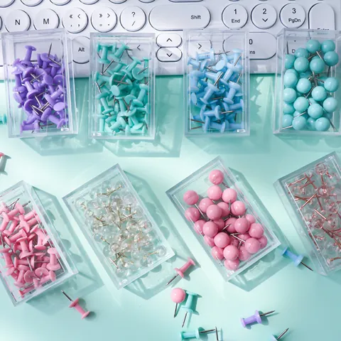 Macaron Color Push Pins Set Colorful Plastic Metal Thumbtacks For Cork Board Map Photo Wall DIY Office School Stationery