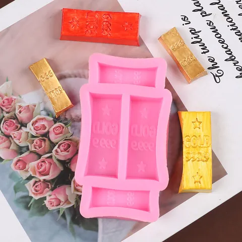 DIY Gold Bar Shape Silicone Mold For Chocolate Candy Fondant Cake Decorating Tool Egyptian Coin Coinage Mold Baking Accessories