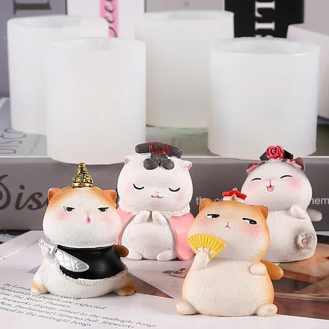 Stampo in Silicone Creativo a Forma di Gatto di Palazzo Stile Cinese Antico Stampo in Resina per Torta Mousse Candela Fatta a Mano Fai da Te