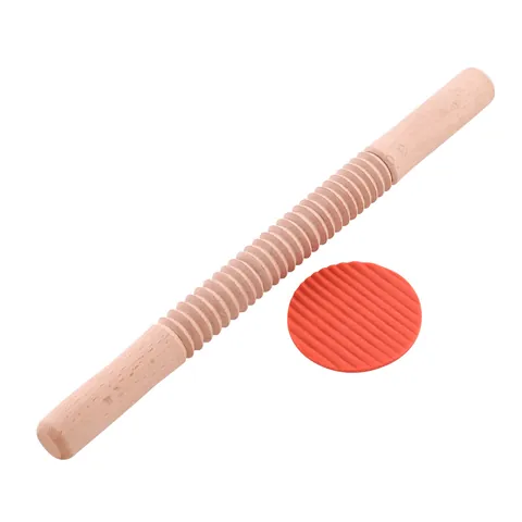 Professional Wood Spiral Rolling Pin Embossing Dough Roller For Baking Pastry Pizza Cookies Non-Stick Texture Wooden Kitchen Tool