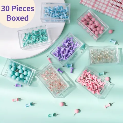 Macaron Color Push Pins Set Colorful Plastic Metal Thumbtacks For Cork Board Map Photo Wall DIY Office School Stationery