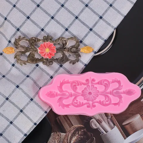 Vintage Floral Vine Relief Lace Silicone Mold Baroque Style Cake Fondant Chocolate Sugar Art Baking Decoration Tool