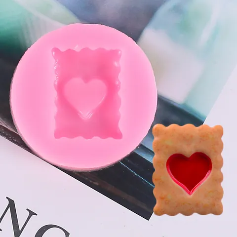 Pink Liquid Silicone Mold Heart Bow Knot Biscuit Shape For Fondant Cake Chocolate Plaster Epoxy Resin DIY Craft Baking Mold