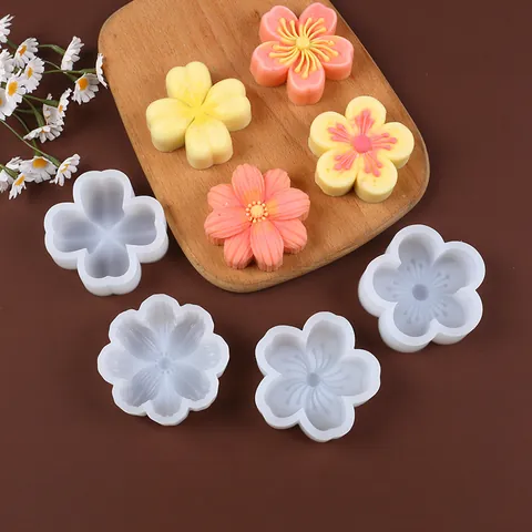 DIY Flower Series Silicone Mold Cherry Blossom Clover Peach Blossom Shape For Mousse Cake Mooncake Scented Candle Crafting Tools