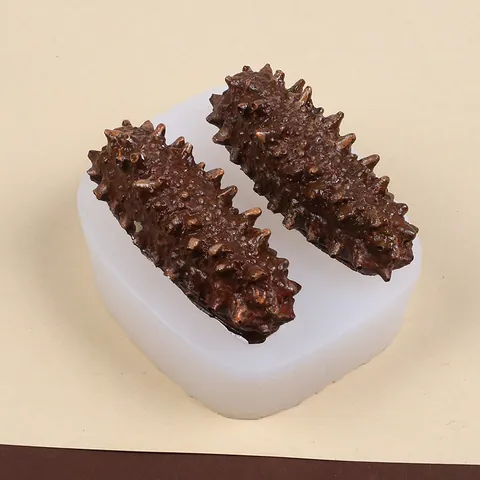 Simulatie Zeekomkommer Siliconen Vorm Realistische Textuur Dubbele Holte Fondant Chocolade Zeep DIY Bakken Taart Decoratie