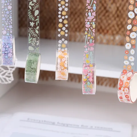 Creative Transparent PET Floral Washi Tape Set Boxed Waterproof Decorative Sticker Tape For DIY Journaling Scrapbooking Decor