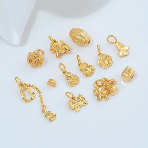 Messing 24K Vergulde Zirconia Lotus Vlinder Calabash Hanger Bedels Voor Handgemaakte DIY Sieraden Maken
