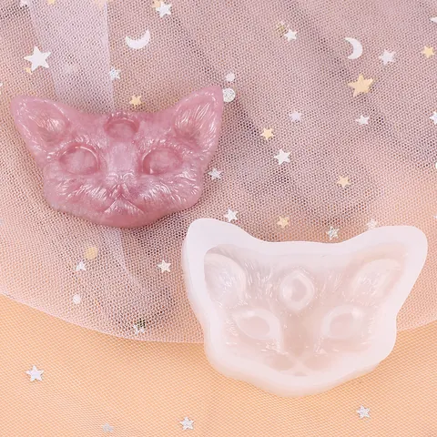 DIY Silicone Mold For Resin Fondant Plaster Three-Eyed Cat Head Horned Cat Shape Epoxy Resin Mold Car Decoration Handmade Crafts Tools