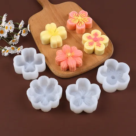 DIY Flower Series Silicone Mold Cherry Blossom Clover Peach Blossom Shape For Mousse Cake Mooncake Scented Candle Crafting Tools