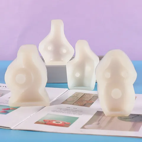 Moule en Silicone pour Bougie Parfumée en Forme de Bouteille Abstraite Géométrique pour Ornement de Bureau en Plâtre Fait à la Main DIY Moule de Décoration d'Art de Style Nordique