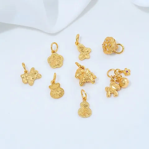 Messing 24K Vergulde Zirconia Lotus Vlinder Calabash Hanger Bedels Voor Handgemaakte DIY Sieraden Maken