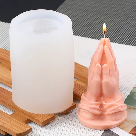 Stampo in Silicone 3D Mani in Preghiera per Candele Profumate Decorazione Torta Fondente Squishy Sapone Fai da Te Forma Palmo