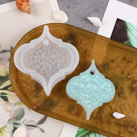 Baroque Style Silicone Mold For DIY Crystal Epoxy Resin Pendant Jewelry Keychain Making With Crushed Stone Texture Ornaments
