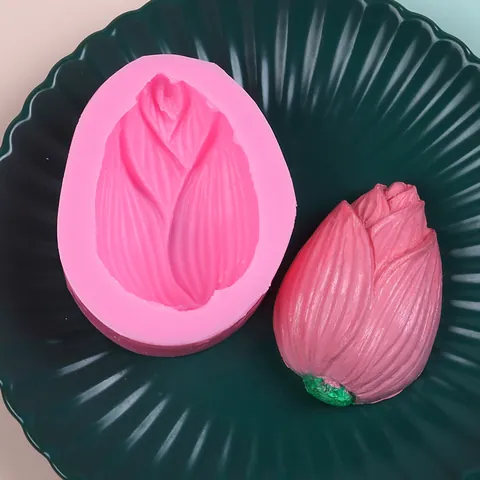 3D Flower Bud Silicone Mold For Cake Decoration Chocolate Mousse Fondant Handmade Soap Candle Making DIY Baking Tool