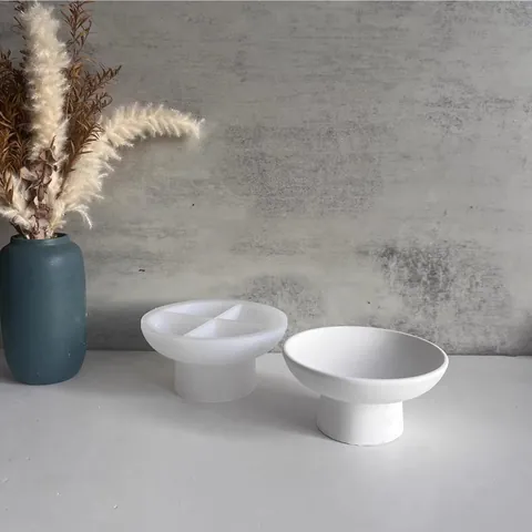 DIY Silicone Pedestal Tray Mold For Plaster Resin Casting Retro Minimalist Jewelry Storage Box Handmade Craft Dessert Bowl Mold