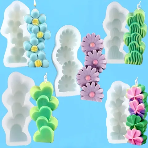 DIY Silicone Mold For Candle Soap Resin Casting Sunflower Heart Clover Cactus Shape Handmade Decorative Craft Mold