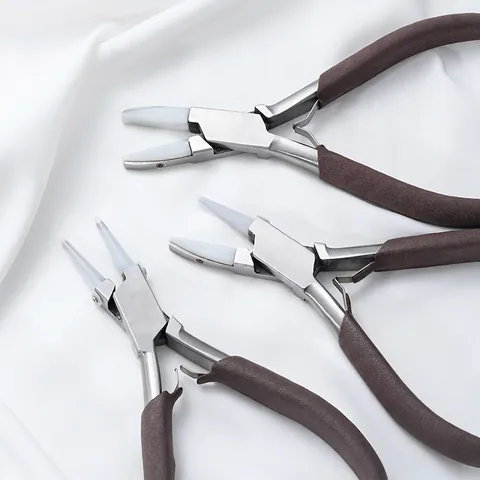 Professional Carbon Steel Jewelry Pliers With Nylon Head DIY Jewelry Making Round Nose Flat Nose Pliers Shaping Tools