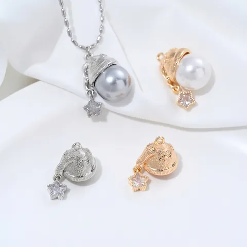 Messing 14K Vergoldet Weihnachtsmütze Anhänger Mit Zirkonia Stern Charm Süße DIY Halskette Schmuckherstellung Zubehör Für Damen